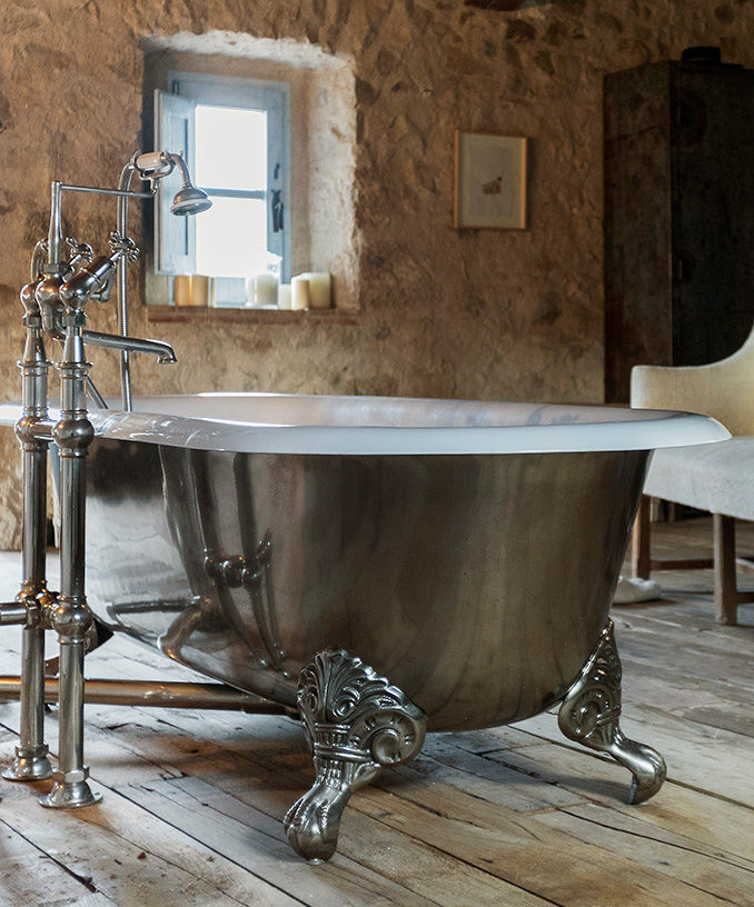 Stunning freestanding bath in a Luxury bathroom in a Palamós farmhouse in Catalonia, Spain