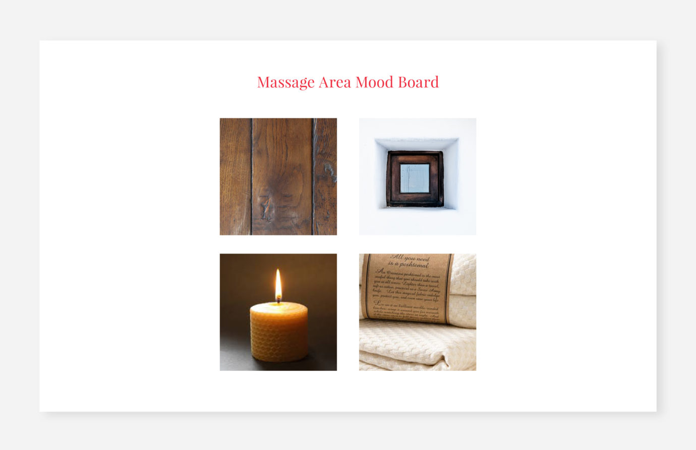 Massage area mood board