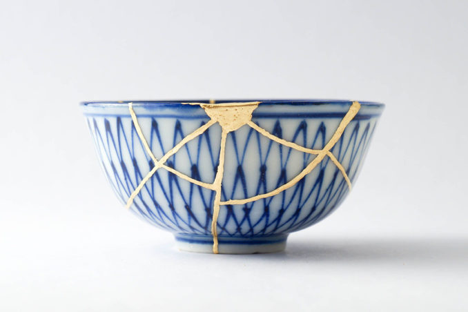 Japanese kintsugi pottery