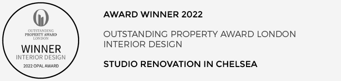 Ana Engelhorn receives an Outstanding Property Award award for an interior design studio renovation in Chelsea, London.