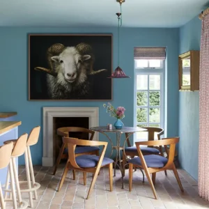 Farmhouse living eat in kitchen interior design colour inspiration